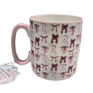 💕▪️10 Strawberry Street ▪️Pink Bow Coquette Pattern  Premium Ceramic Mug